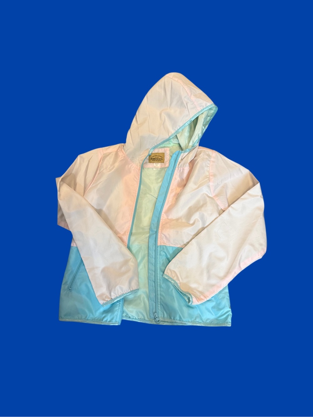 Children's Hooded Rain Jacket - Pastel Pink & Aqua